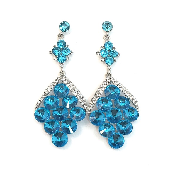 Cherryl's Other - Turquoise Crystal Chandelier Occasion Earrings